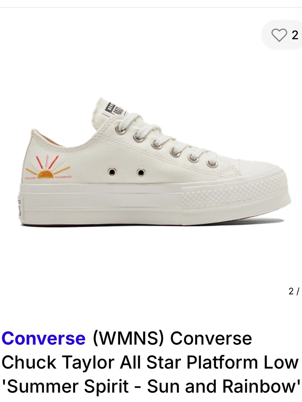 Converse Platform Low — Cream Canvas with Sun Embroidery
